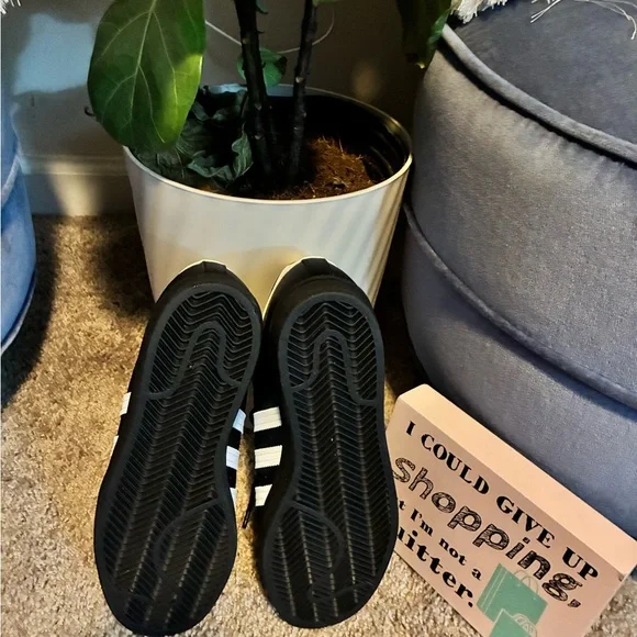 Adidas Kids Black and White Striped Sneakers - Picture 4 of 5